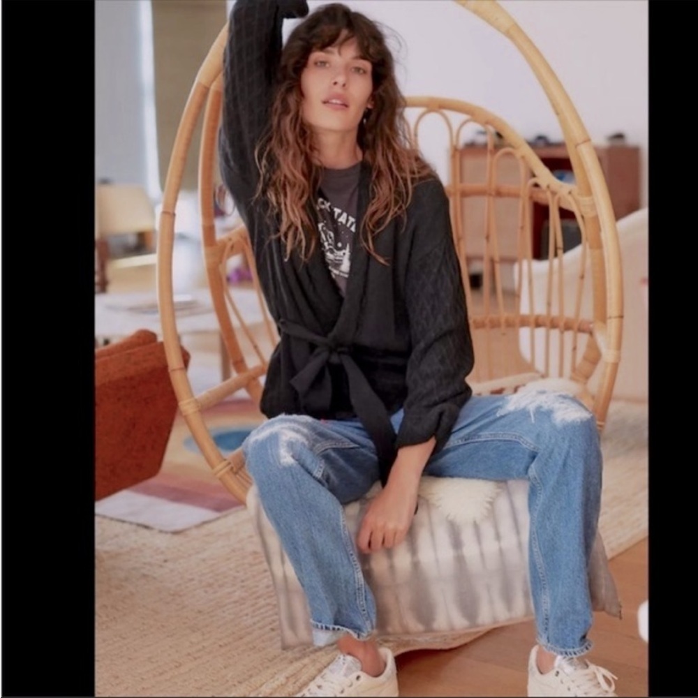 Anthropologie Fenna Textured Knit Wrap Cardigan Size L